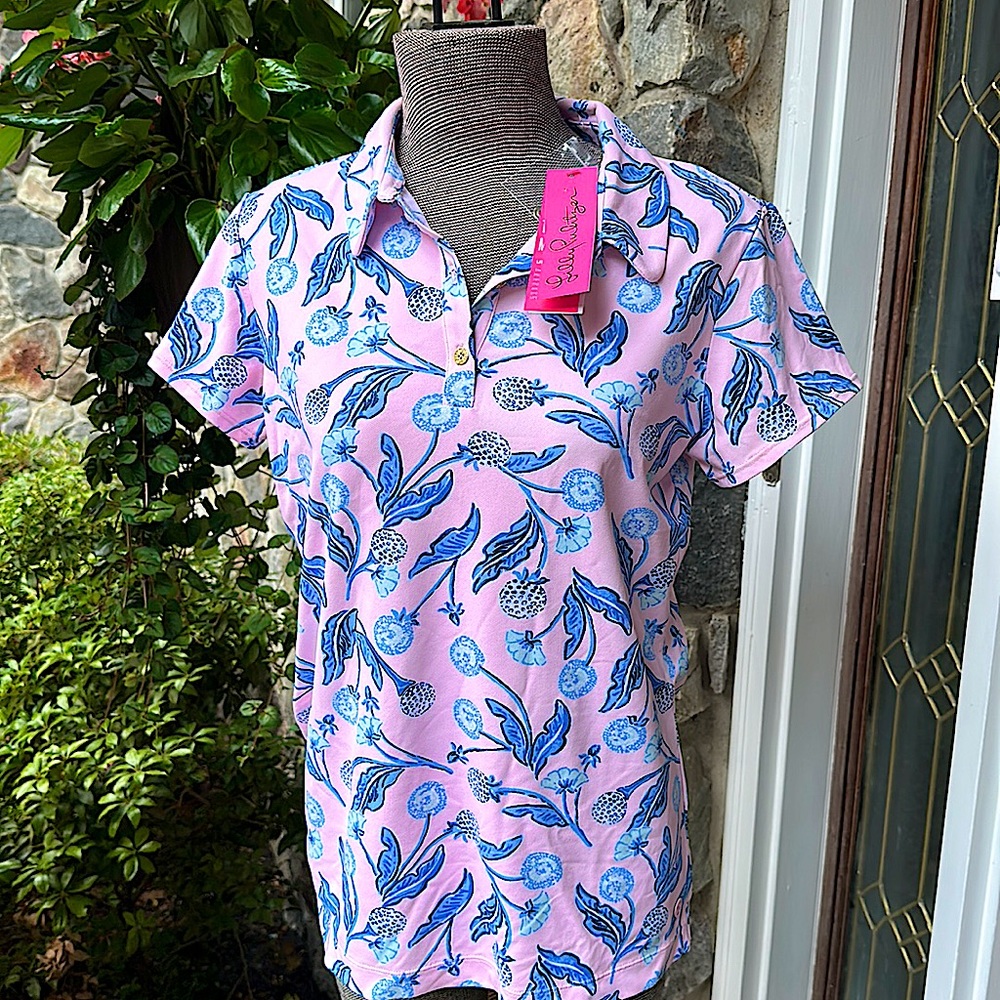 Lilly Pulitzer beautiful pink print golf polo!